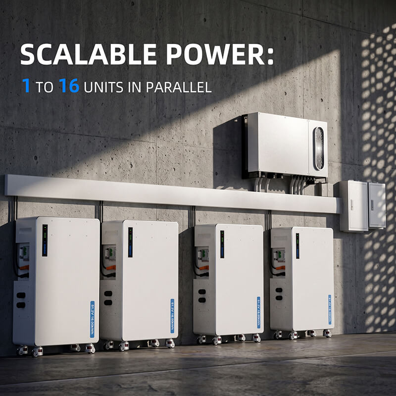 iPower-16.08E 51.2V 16.08KWH | Bateria IP65 LiFePO4 | 10 anos de garantia