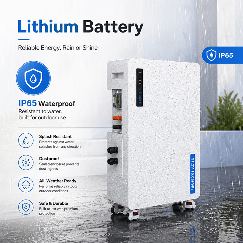 iPower-16.08E 51.2V 16.08KWH | Bateria IP65 LiFePO4 | 10 anos de garantia