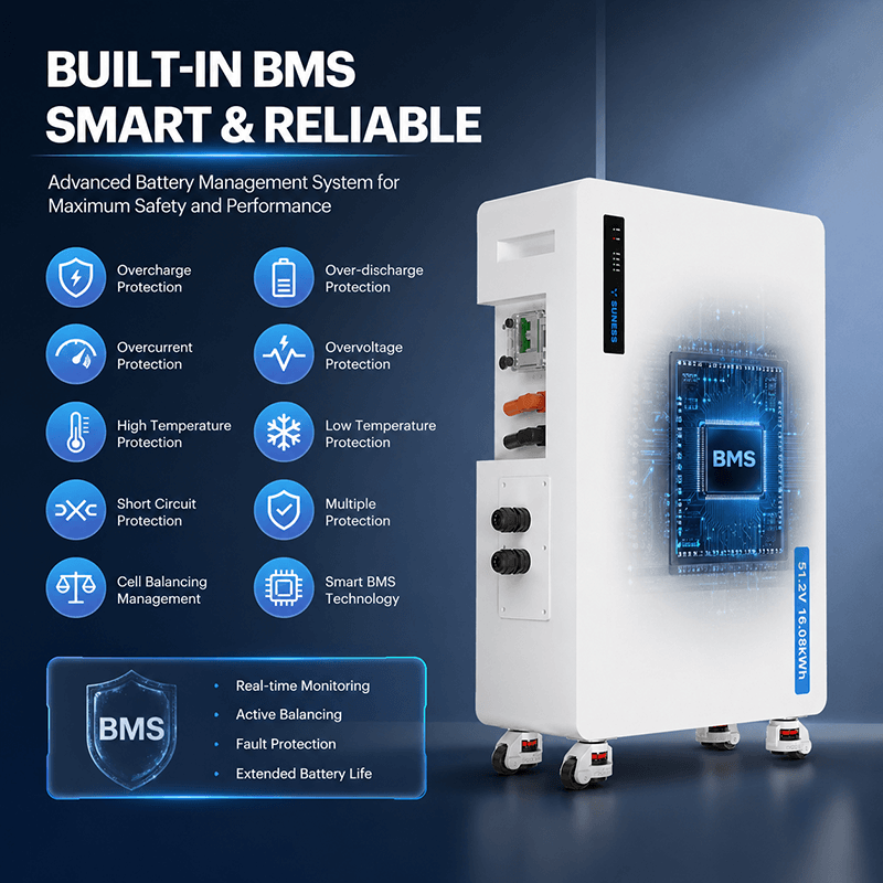 iPower-16.08E 51.2V 16.08KWH | Bateria IP65 LiFePO4 | 10 anos de garantia