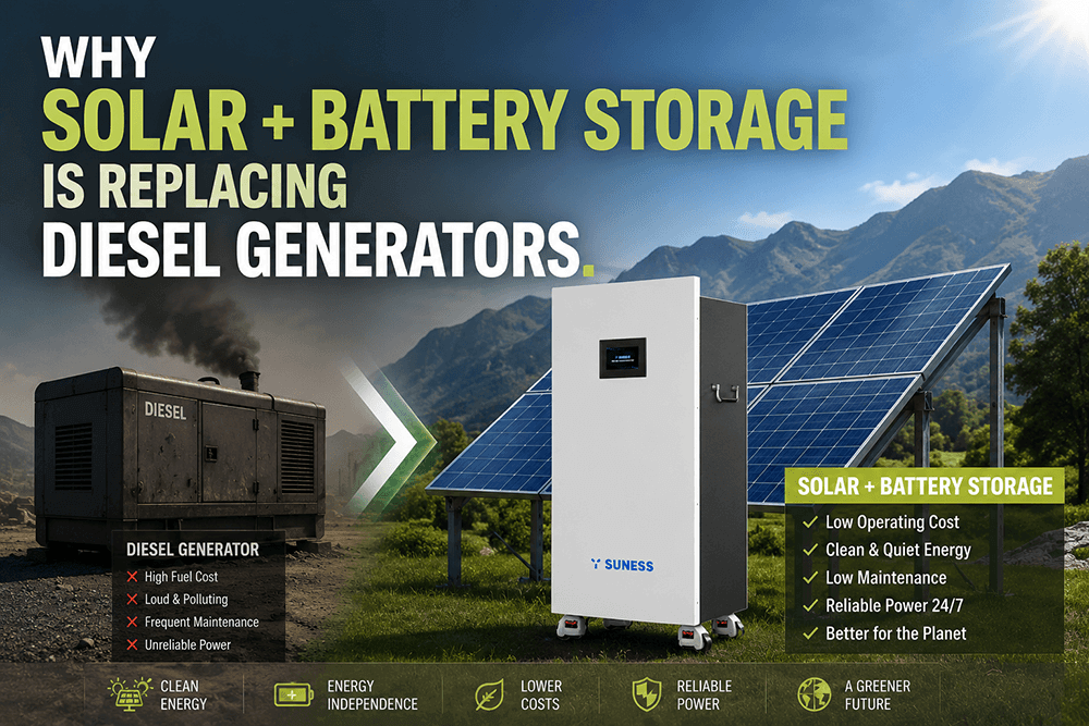 Por que o Solar + Armazenamento de Baterias est&aacute; substituindo os geradores a diesel